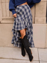 Crop Knit Sweater & Plaid Skirt Set