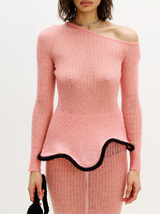 Ruffled Edge Knit Skirt Set