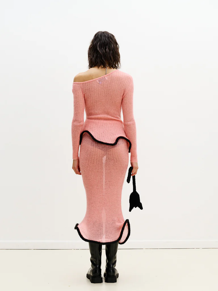 Ruffled Edge Knit Skirt Set