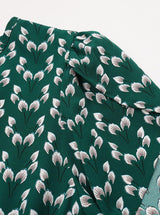 Çiçekli Midi Elbise Streç Kuşaklı Taşlı Yaka Kısa Kollu Bohem