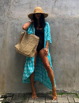 Saklı Ada Boho Baskılı Kimono Plaj Örtüsü