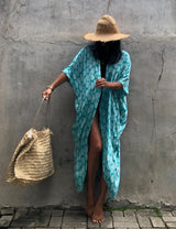Saklı Ada Boho Baskılı Kimono Plaj Örtüsü