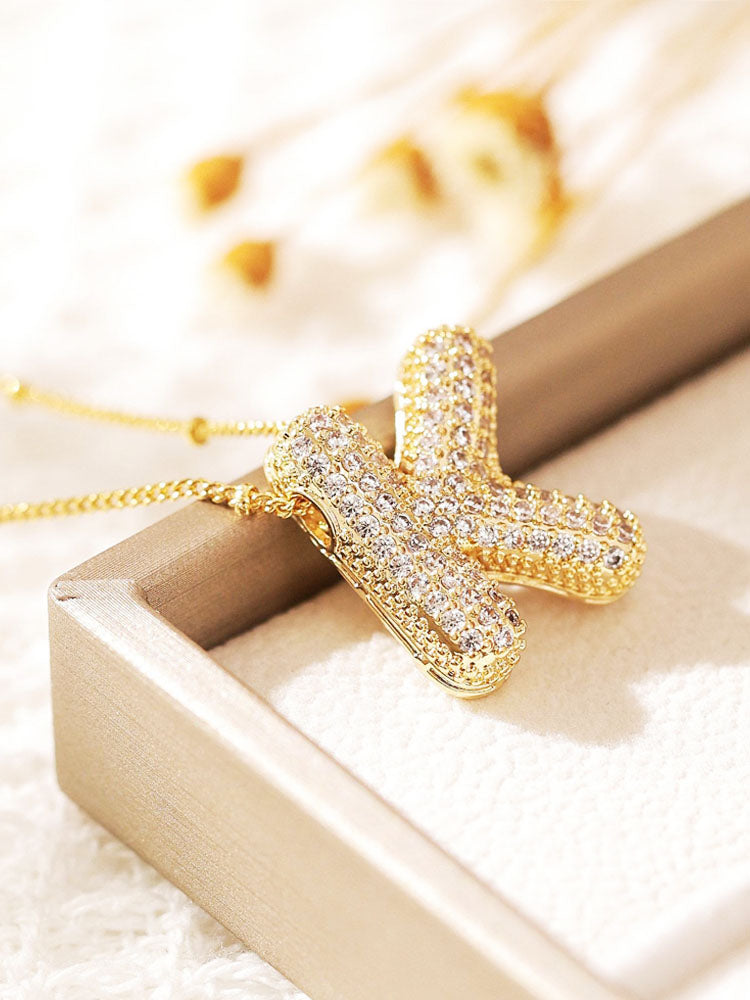 Pavé Kabarcık Harfli Monogram Kolye