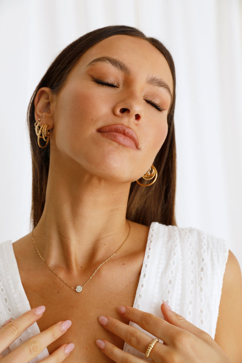 18 Ayar Altın Kaplama Katmanlı Düşünce Küpe