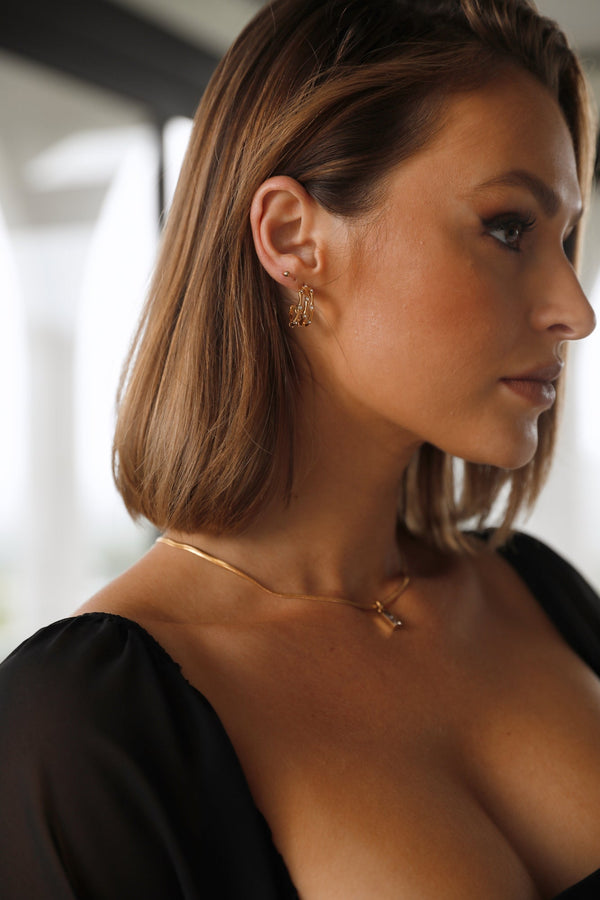 18 Ayar Altın Kaplama Neşeli Yaşam Küpe