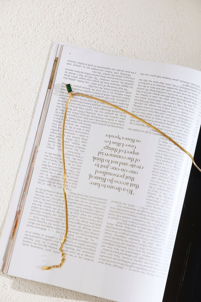 18 Ayar Altın Kaplama Maden İşlemeli Kolye Yeşil