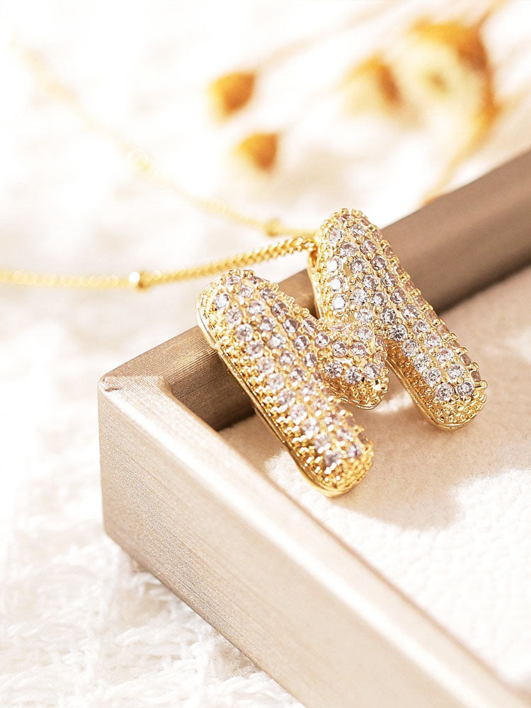 Pavé Kabarcık Harfli Monogram Kolye
