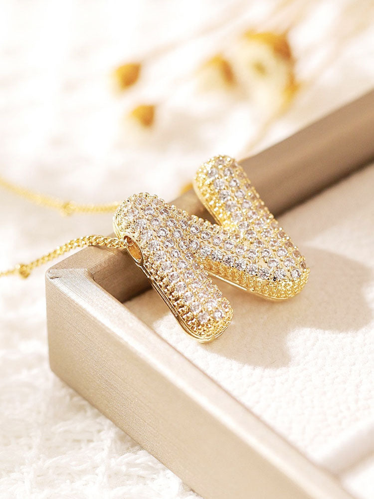 Pavé Kabarcık Harfli Monogram Kolye