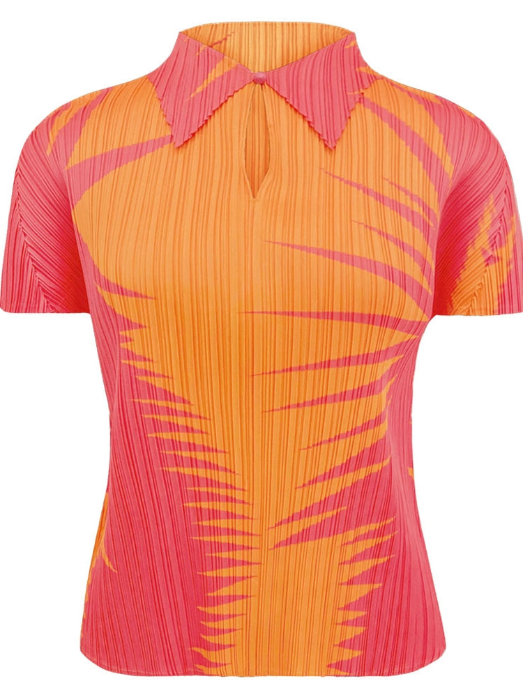 Pileli Yaka Üst İki Parçalı Set Etek