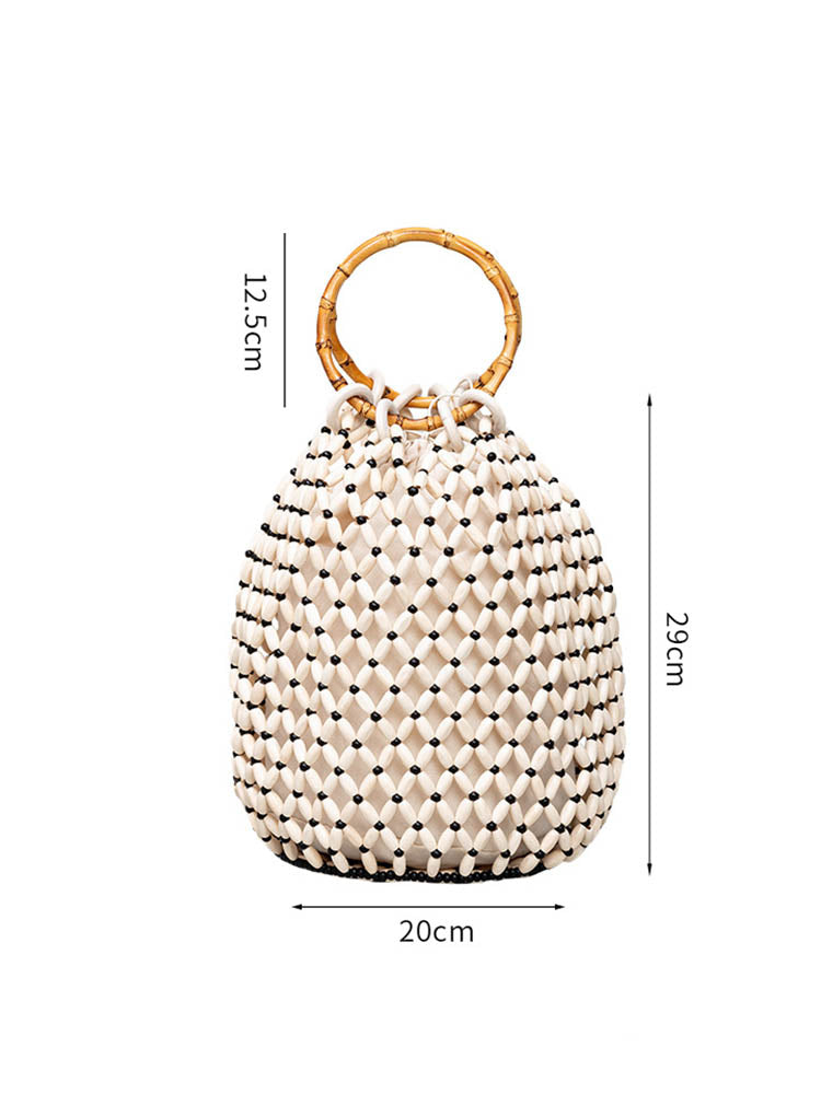 El İşi Ahşap Boncuklu Fıçı Çantası