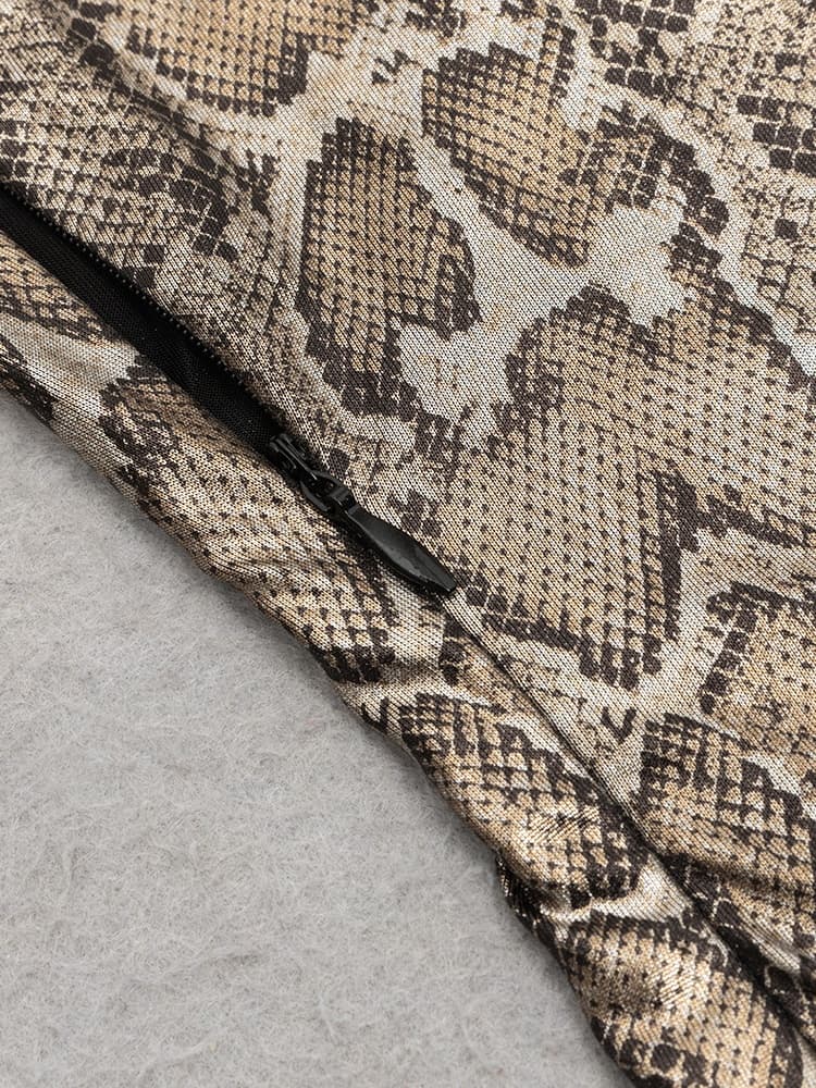 Asimetrik Baskılı Uzun Kollu Elbise