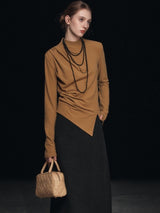 Balıkçı Yaka Yırtmaçlı Uzun Kollu Tişört