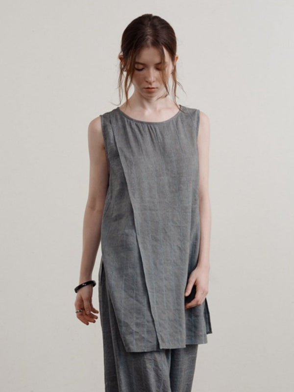 Batik Jakarlı Kolsuz Mini Elbise