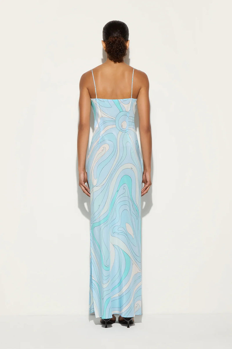 Marmo Printed Satin Maxi Dress