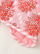 Pembe Çiçek Desenli Bağcıklı Kapitone İnce Yelek