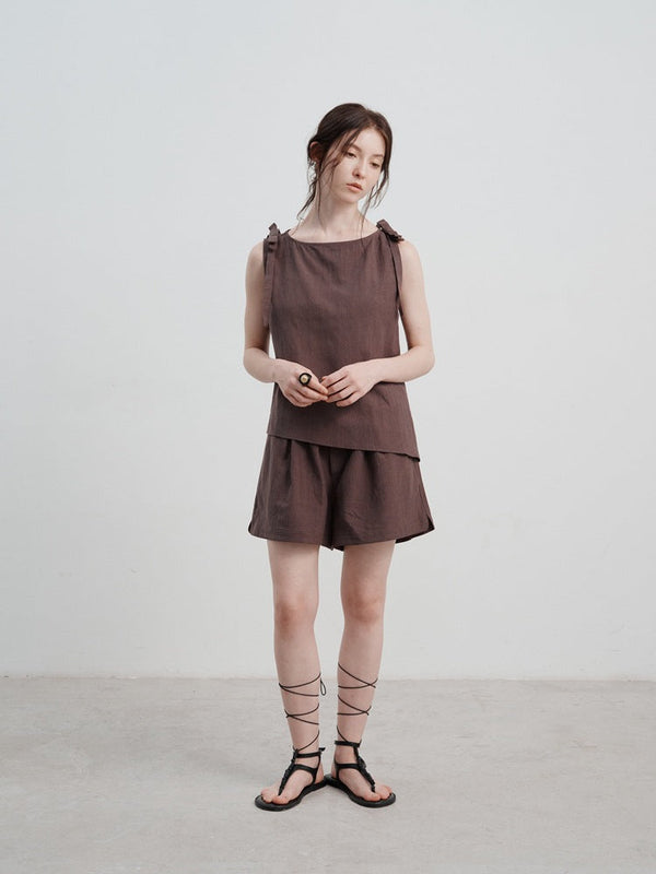 Keten Günlük Gevşek Tank Top