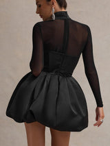 Şeffaf Panelli Lale Elbise