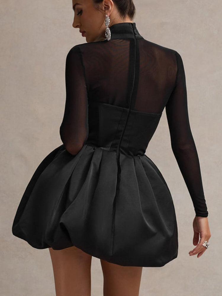 Şeffaf Panelli Lale Elbise