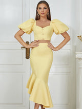 Straplez Volanlı Etek Takımı