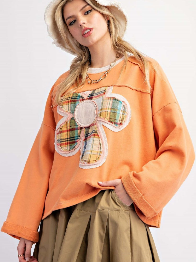 Colorblock Çiçekli Yama Üst