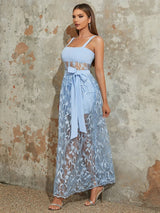 Dantel Askılı Kemerli Bodycon Elbise