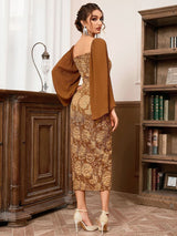 Uzun Kollu Sırt Dekolteli Bodycon Elbise