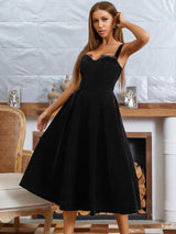 Sırtı Açık Spagetti Askılı A Kesim Akşam Elbisesi