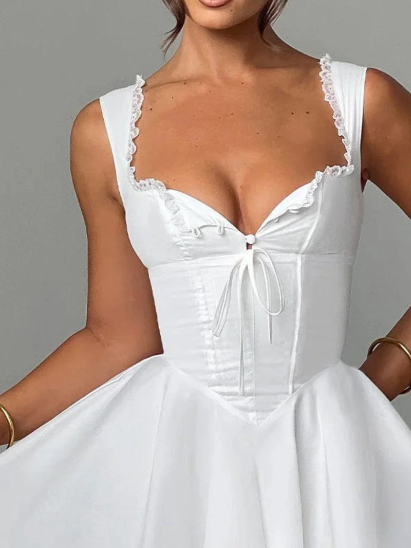 Dantel Sırtı Açık Midi Elbise