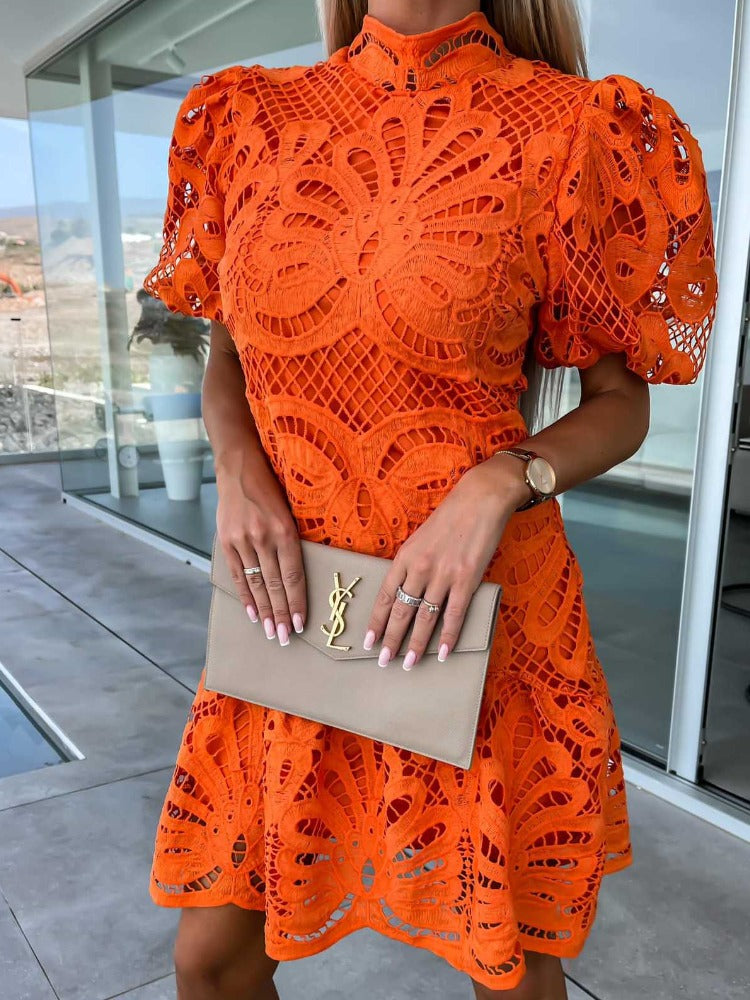 Dantelli Hollow Out Elbise