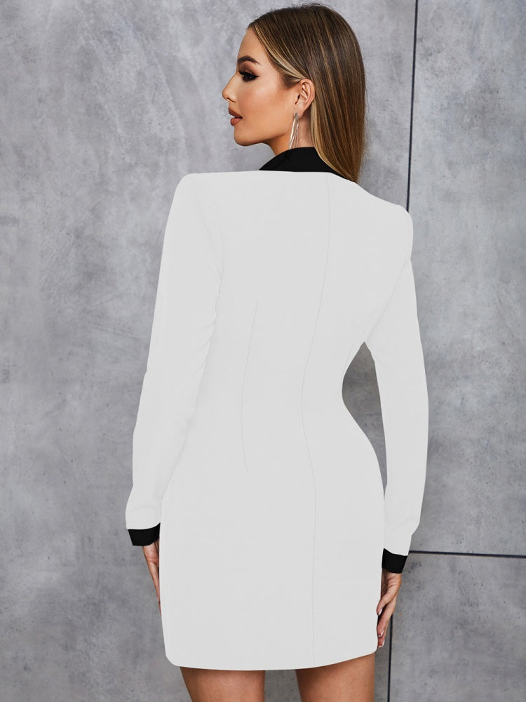 Şık V Yaka Blazer Elbise