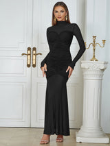 Halter Sırtı Açık Kırışık Elbise