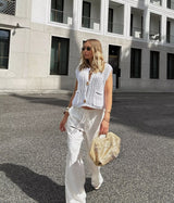 Büyük Düğmeler Düz Renk Örgü Yelek Hırka