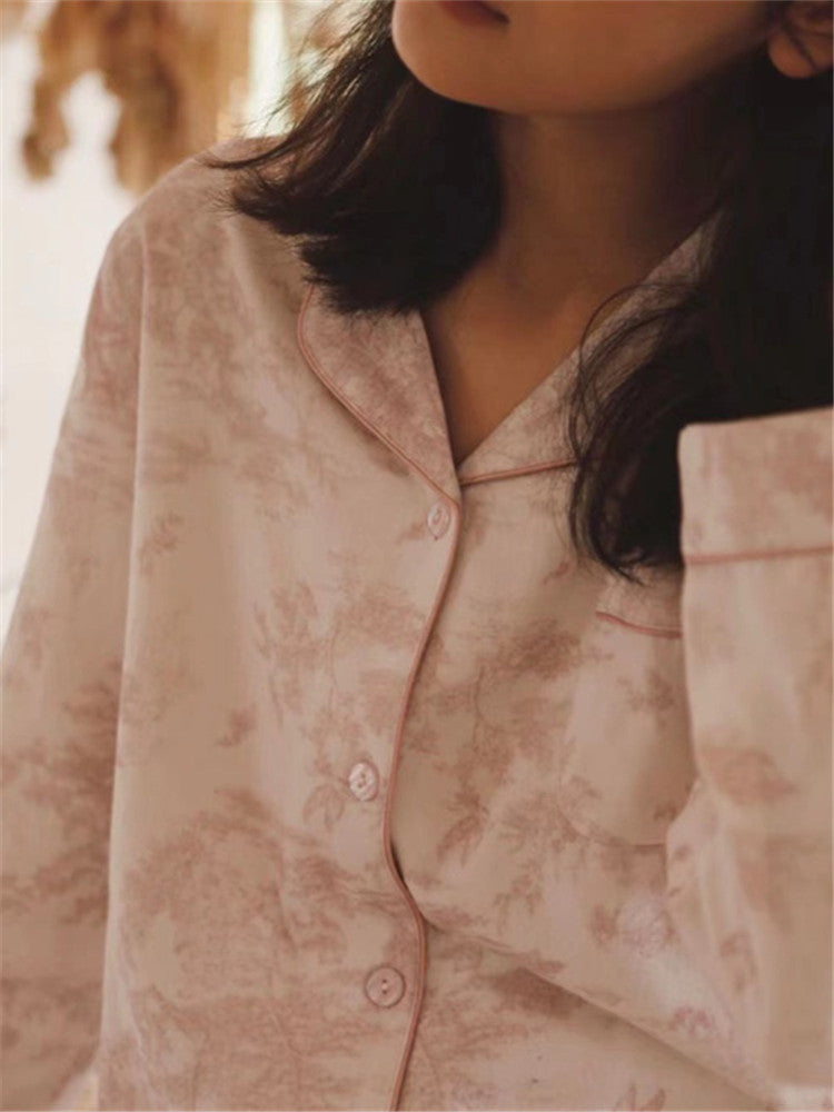 Pamuk Mor Baskılı Pijama Takımı