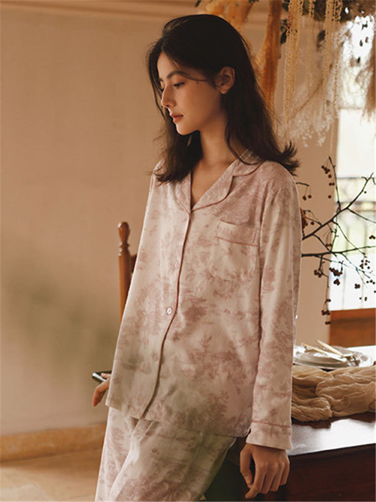 Pamuk Mor Baskılı Pijama Takımı