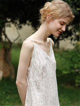 Saten Pembe Mini Çiçekli Gecelik