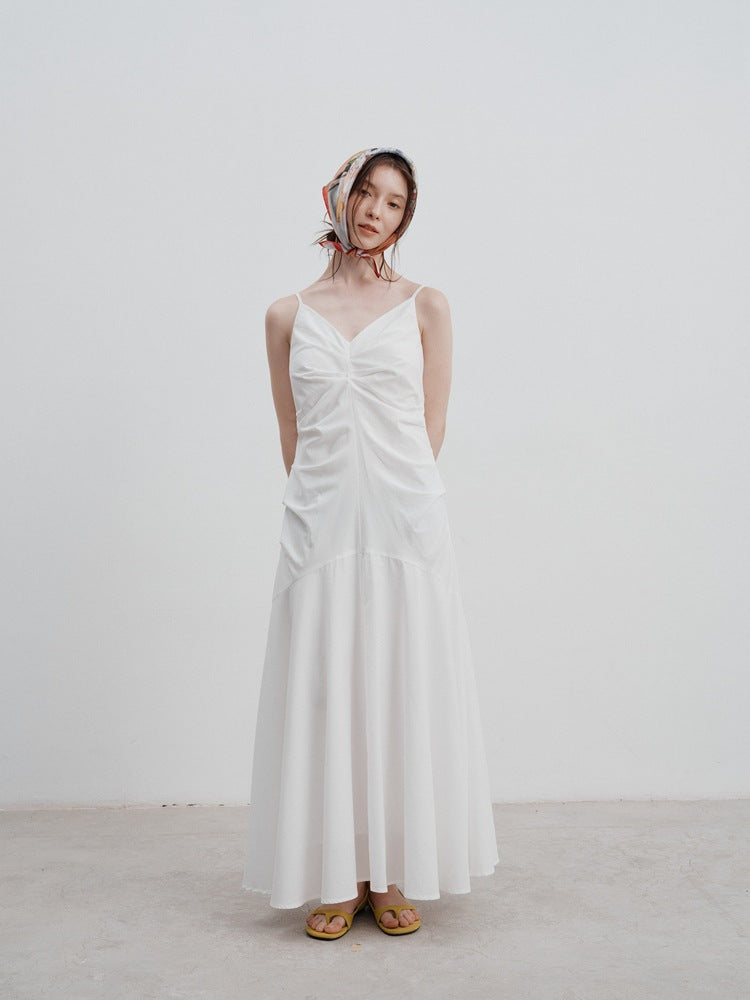 Beli Büzgülü Askılı Elbise