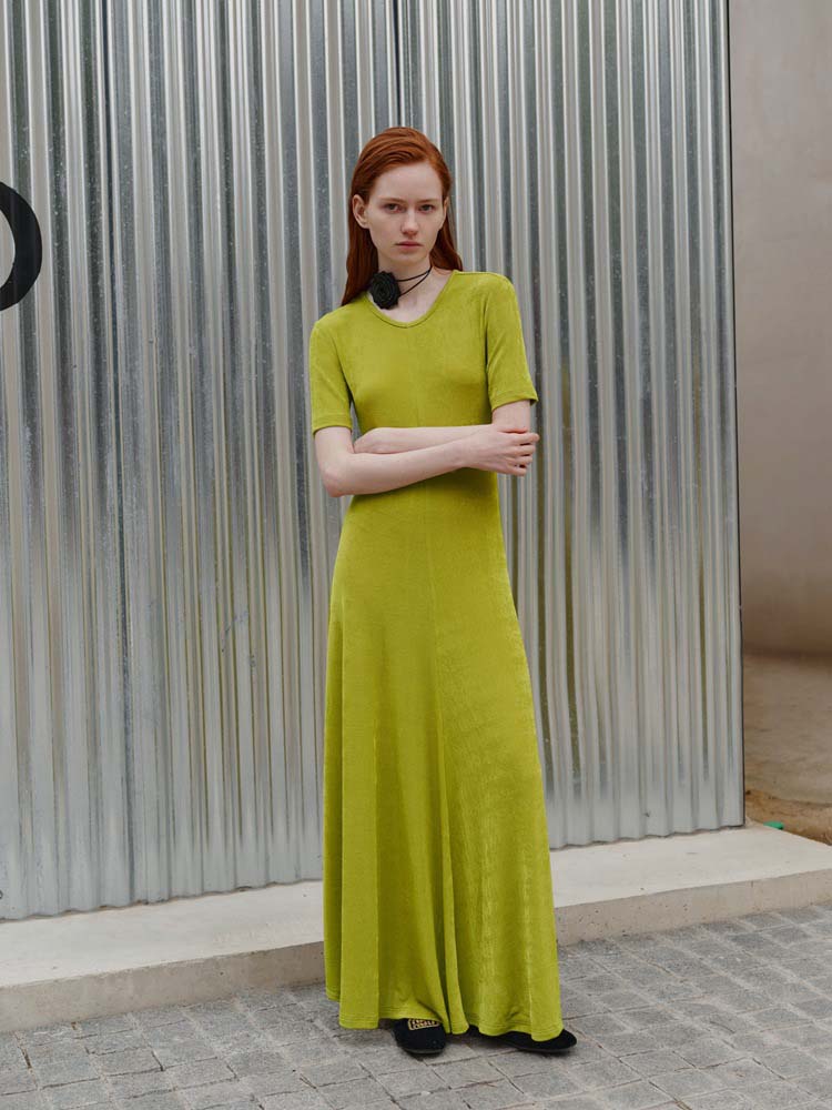 Örgü Günlük Bel Büzgülü Elbise