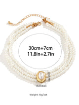 Kısa suni inci ve turkuaz boncuklu kolye