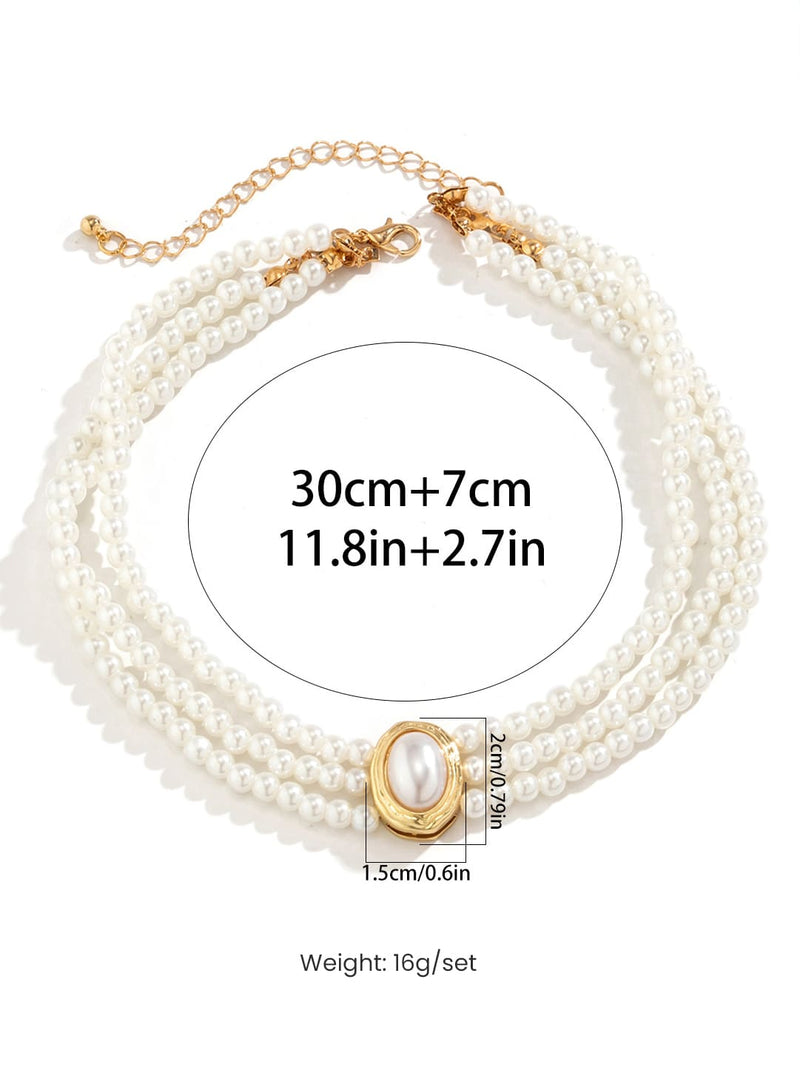 Kısa suni inci ve turkuaz boncuklu kolye