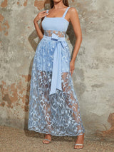 Dantel Askılı Kemerli Bodycon Elbise