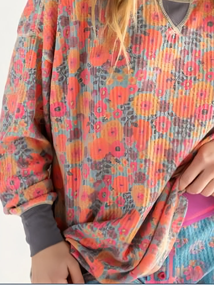 Waffle Desenli Uzun Kollu Sweatshirt