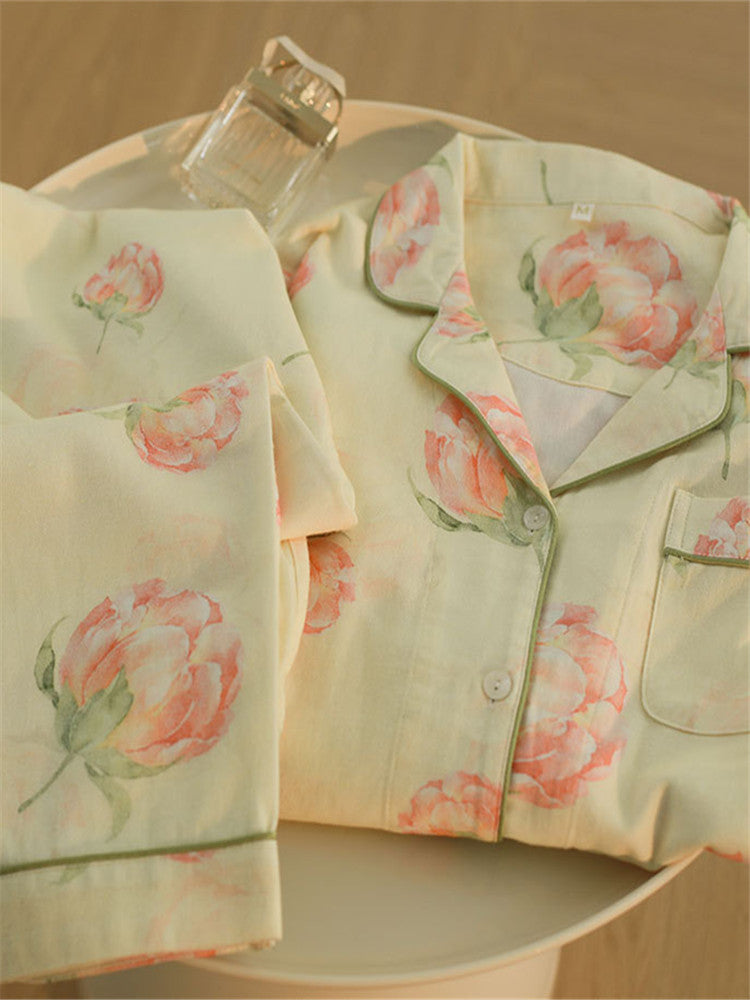 Pamuk Mor Baskılı Pijama Takımı