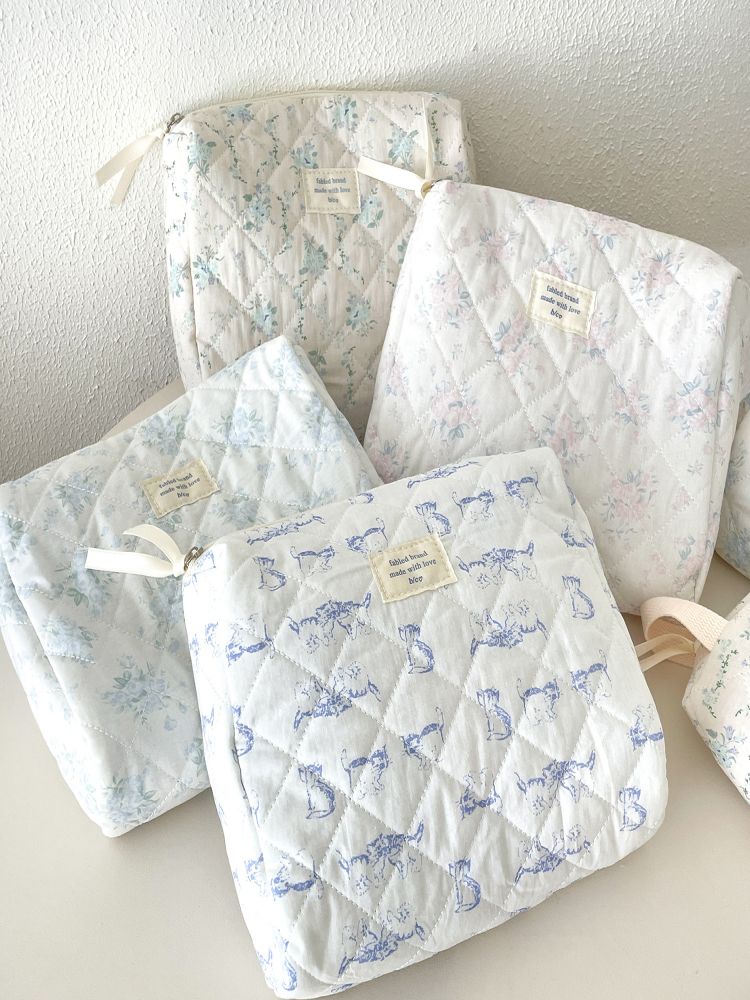 Sahil Mavisi Çiçek Makyaj Çantası