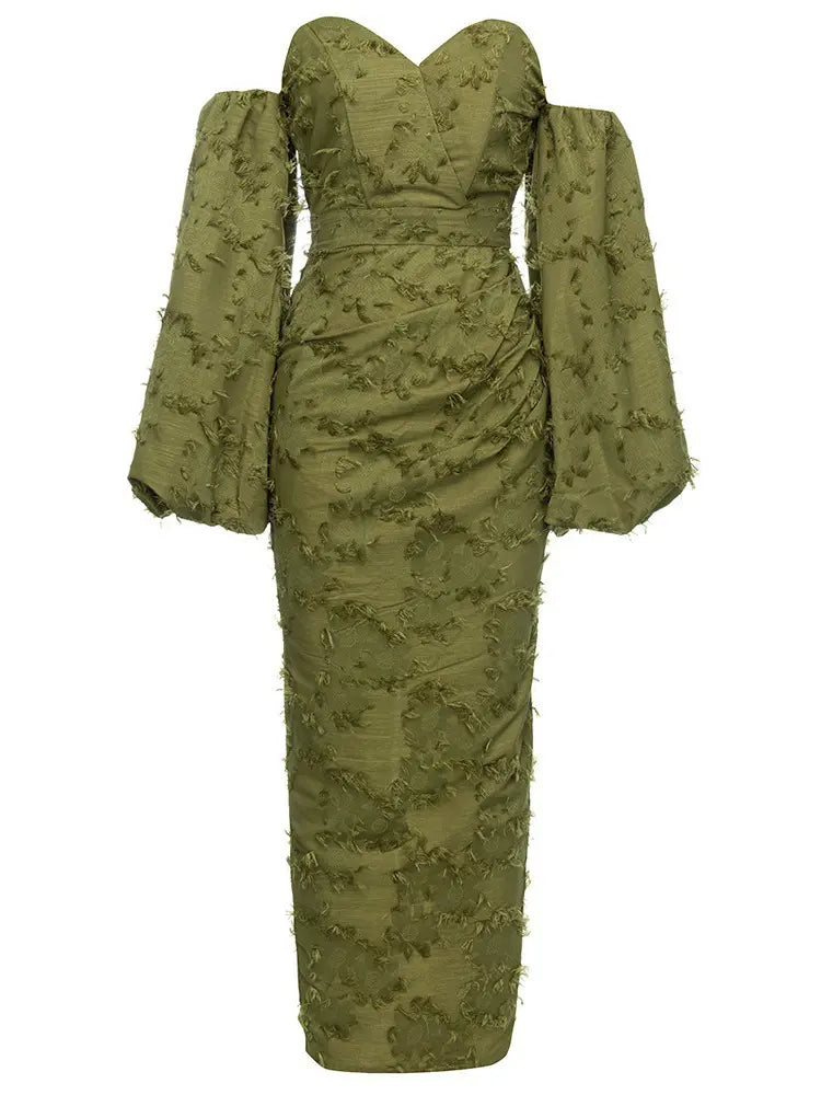 Şık Askısız Uzun Akşam Elbisesi