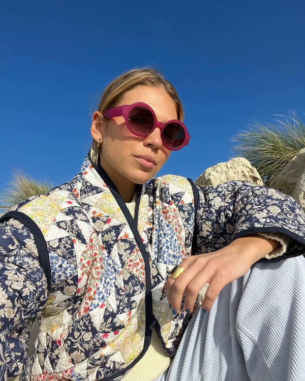 Baskılı Bol Kapitone Ceket