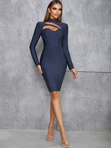 Seksi Boş Sırtlı Uzun Kollu Elbise