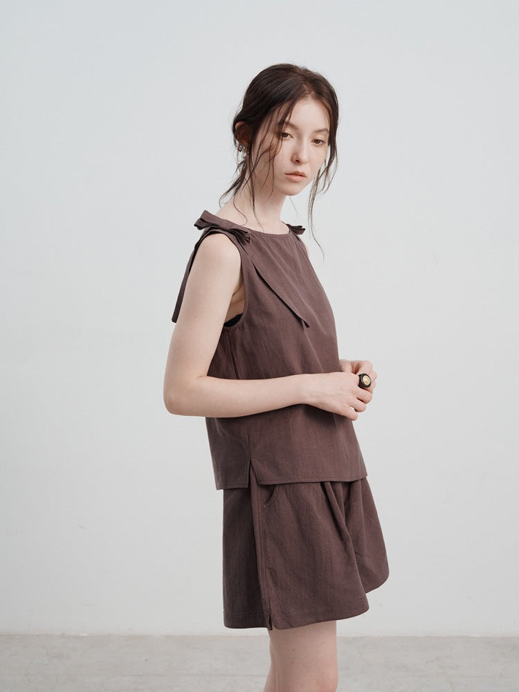 Keten Günlük Gevşek Tank Top