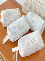 Sahil Mavisi Çiçek El Makyaj Çantası