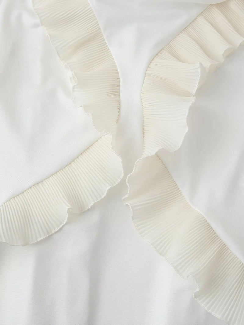 Pliseli Fırfırlı Slip Slit Maxi Elbise