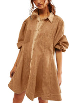 Düğme Detaylı Kot Elbise